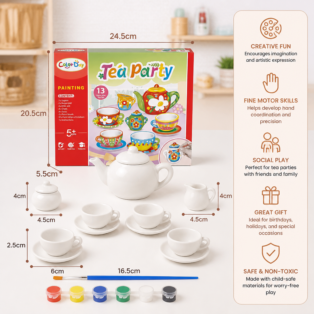 DIY Ceramic Tea Set Painting Kit for Kids