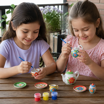 DIY Ceramic Tea Set Painting Kit for Kids