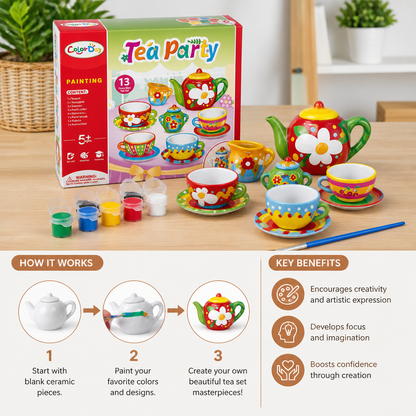 DIY Ceramic Tea Set Painting Kit for Kids