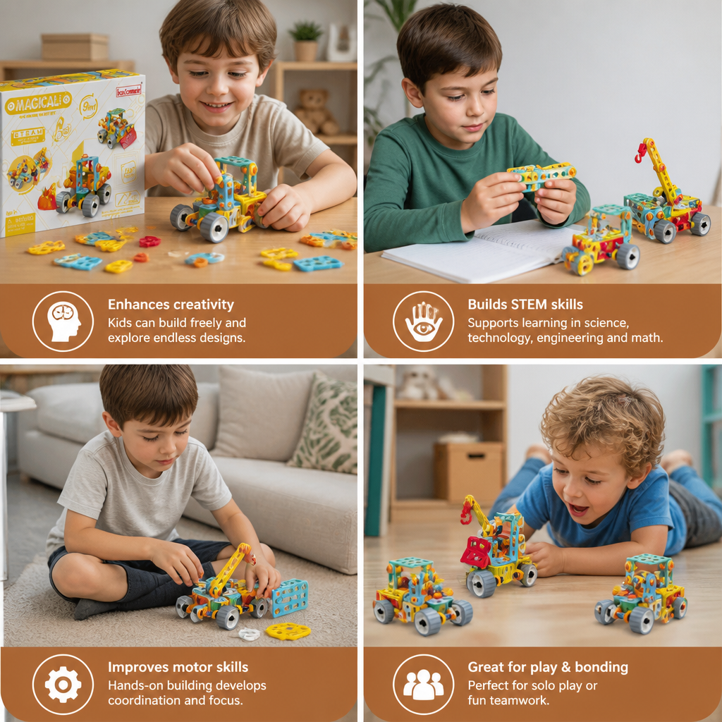 9-in-1 STEM Construction Vehicle Building Kit