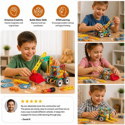 9-in-1 STEM Construction Vehicle Building Kit