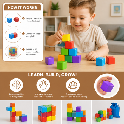 Toddler Safe 4.2cm Magnetic Building Cubes – STEM Learning Blocks
