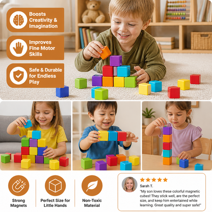 Toddler Safe 4.2cm Magnetic Building Cubes – STEM Learning Blocks