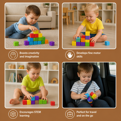 Toddler Safe 4.2cm Magnetic Building Cubes – STEM Learning Blocks