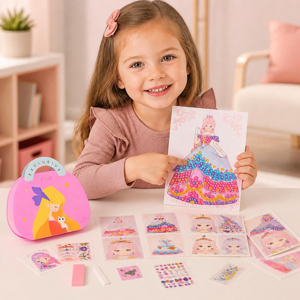 Princess Diamond Sticker & Makeup Art Kit – Glam Craft Set for Girls