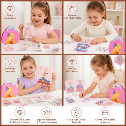 Princess Diamond Sticker & Makeup Art Kit – Glam Craft Set for Girls