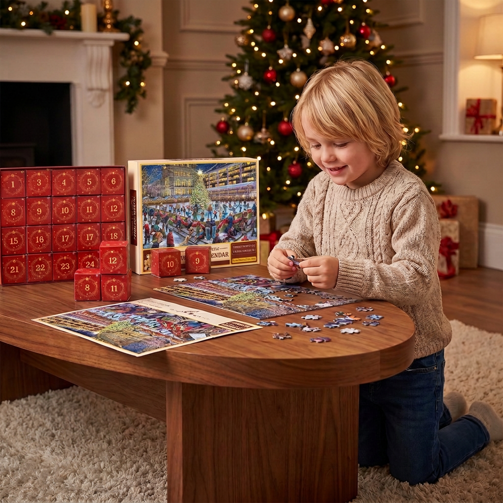 Christmas Jigsaw Puzzle Advent Calendar – 1008-Piece 24-Day Countdown Puzzle Set
