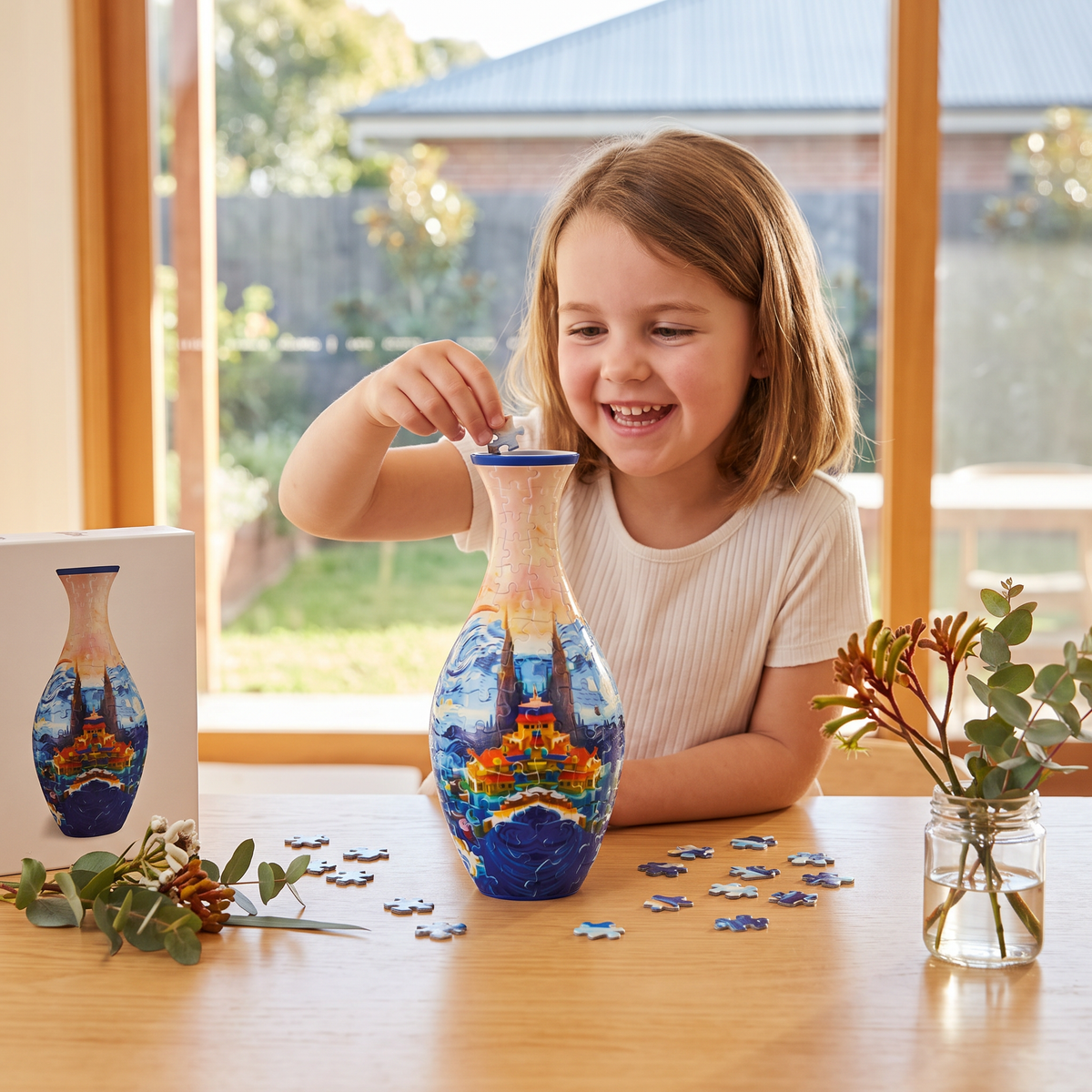 DIY 3D Jigsaw Puzzle Flower Vase