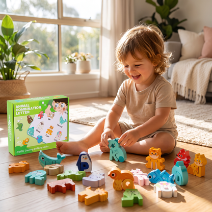 52-teiliges Montessori-3D-Alphabet-Bausteinset
