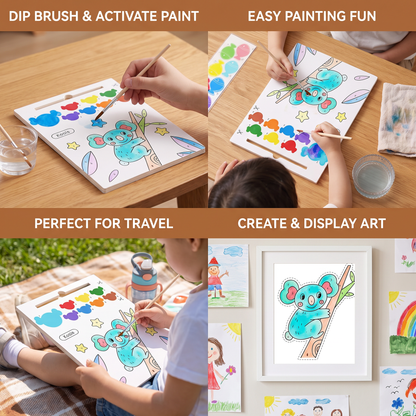 Watercolor Painting Book with Brush – Mess-Free Paint with Water Fun