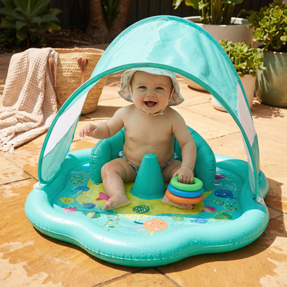 Inflatable Baby Splash Play Mat with Canopy – Water Play & Sun Protection for Toddlers