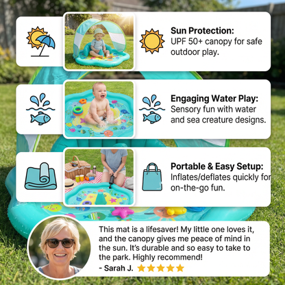 Inflatable Baby Splash Play Mat with Canopy – Water Play & Sun Protection for Toddlers