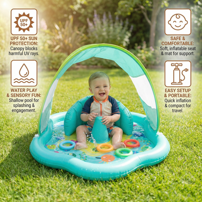 Inflatable Baby Splash Play Mat with Canopy – Water Play & Sun Protection for Toddlers