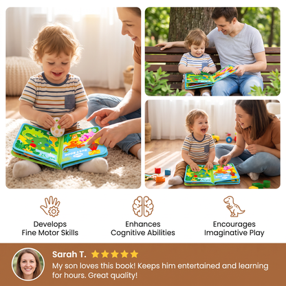 8-in-1 Montessori Dinosaur Busy Board Activity Book for Toddlers