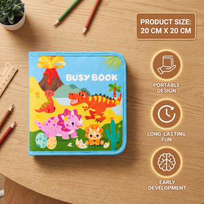 8-in-1 Montessori Dinosaur Busy Board Activity Book for Toddlers