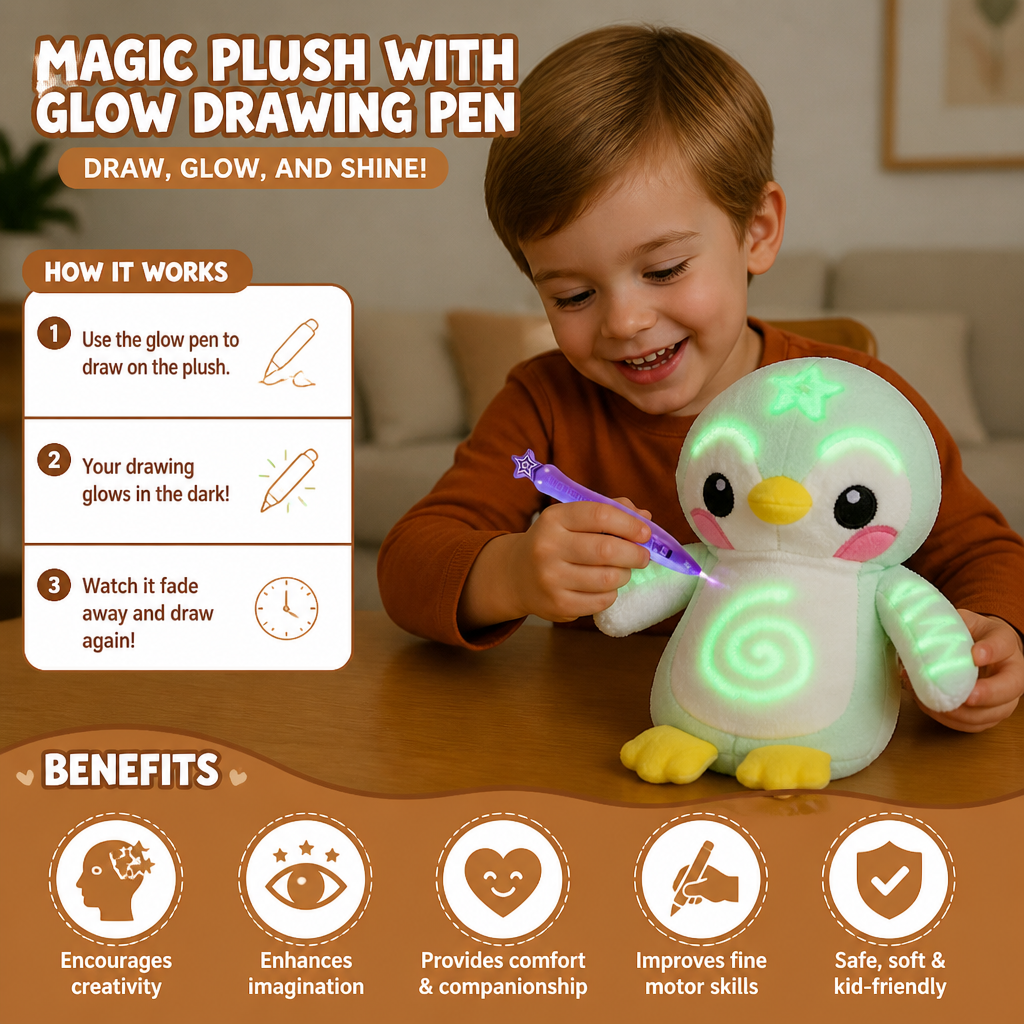 Magic Plush with Glow Drawing Pen – Interactive Light-Up Cuddly Toy for Kids