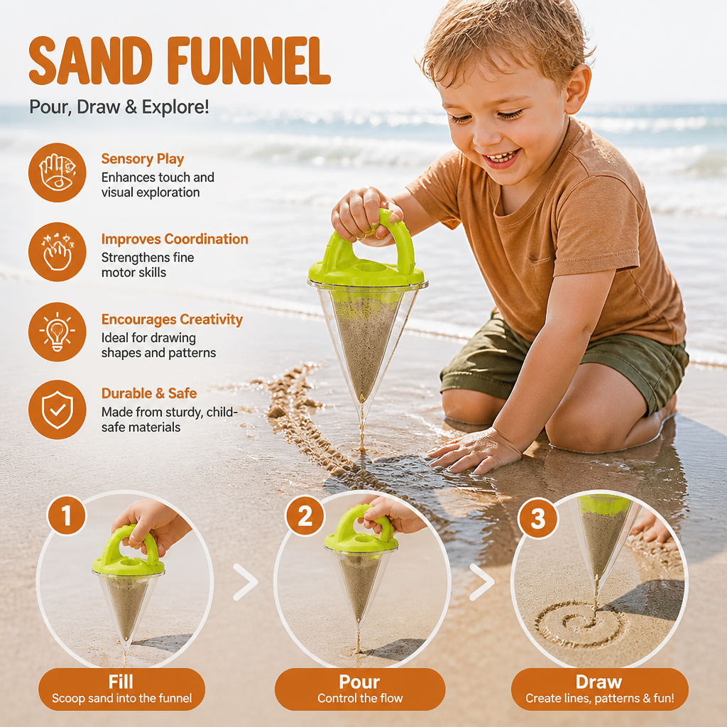 Kids Beach Sand Funnel Toy for Drawing and Pouring Play