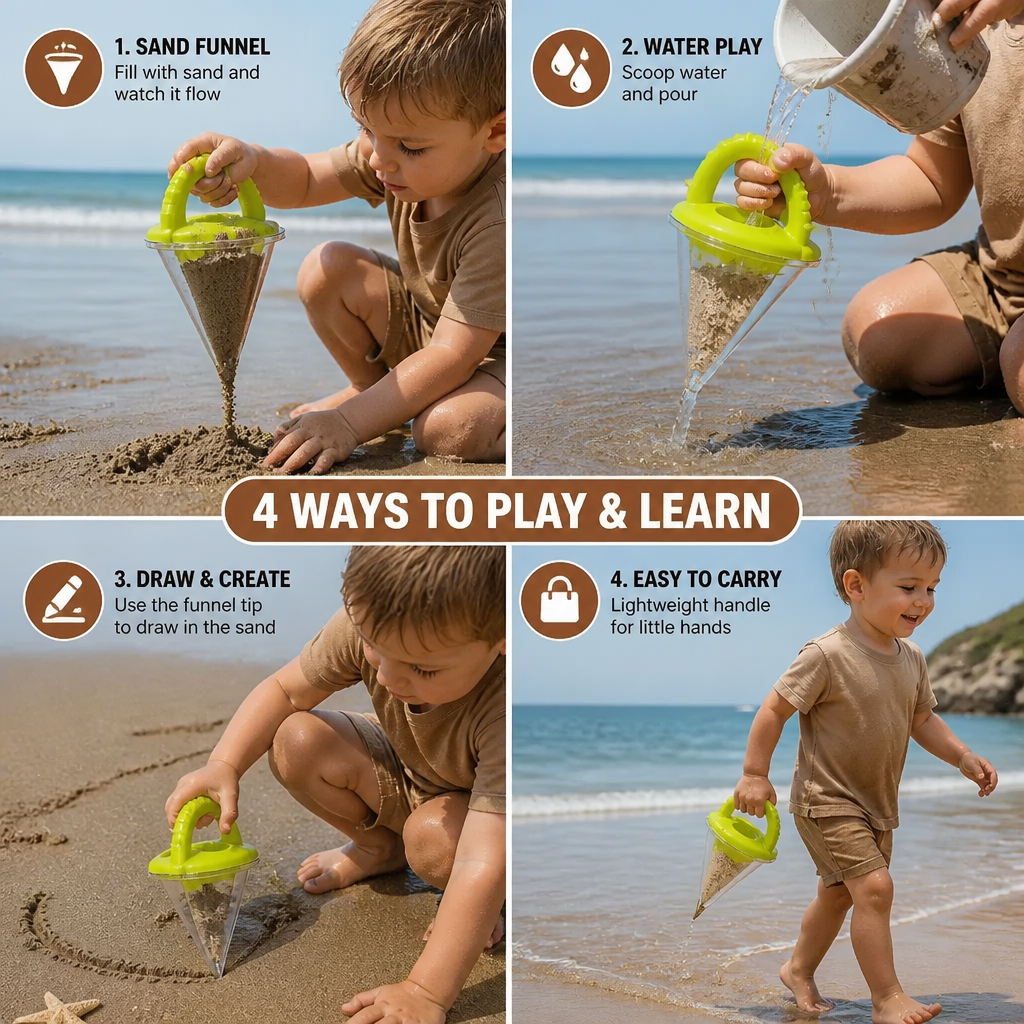 Kids Beach Sand Funnel Toy for Drawing and Pouring Play