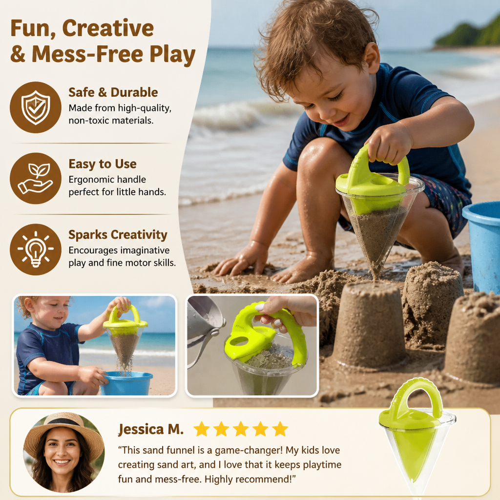 Kids Beach Sand Funnel Toy for Drawing and Pouring Play