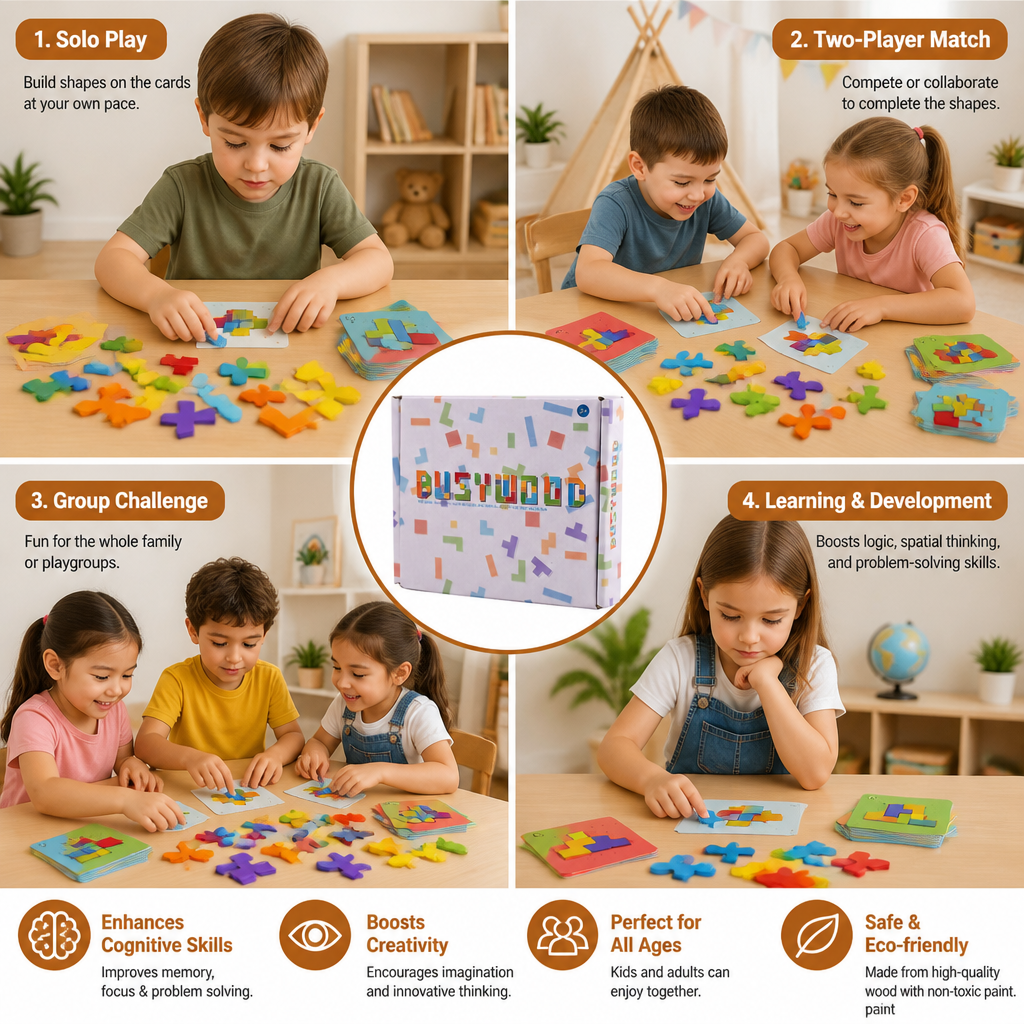 Wooden  Shape Matching Puzzle Family Game
