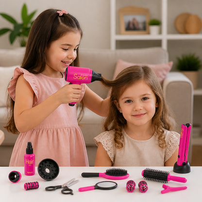 14-Piece Kids Hair Styling Salon Pretend Play Set