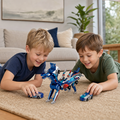 2-in-1 Magnetic Transforming Car & Dinosaur Toy with Automatic Collision Action