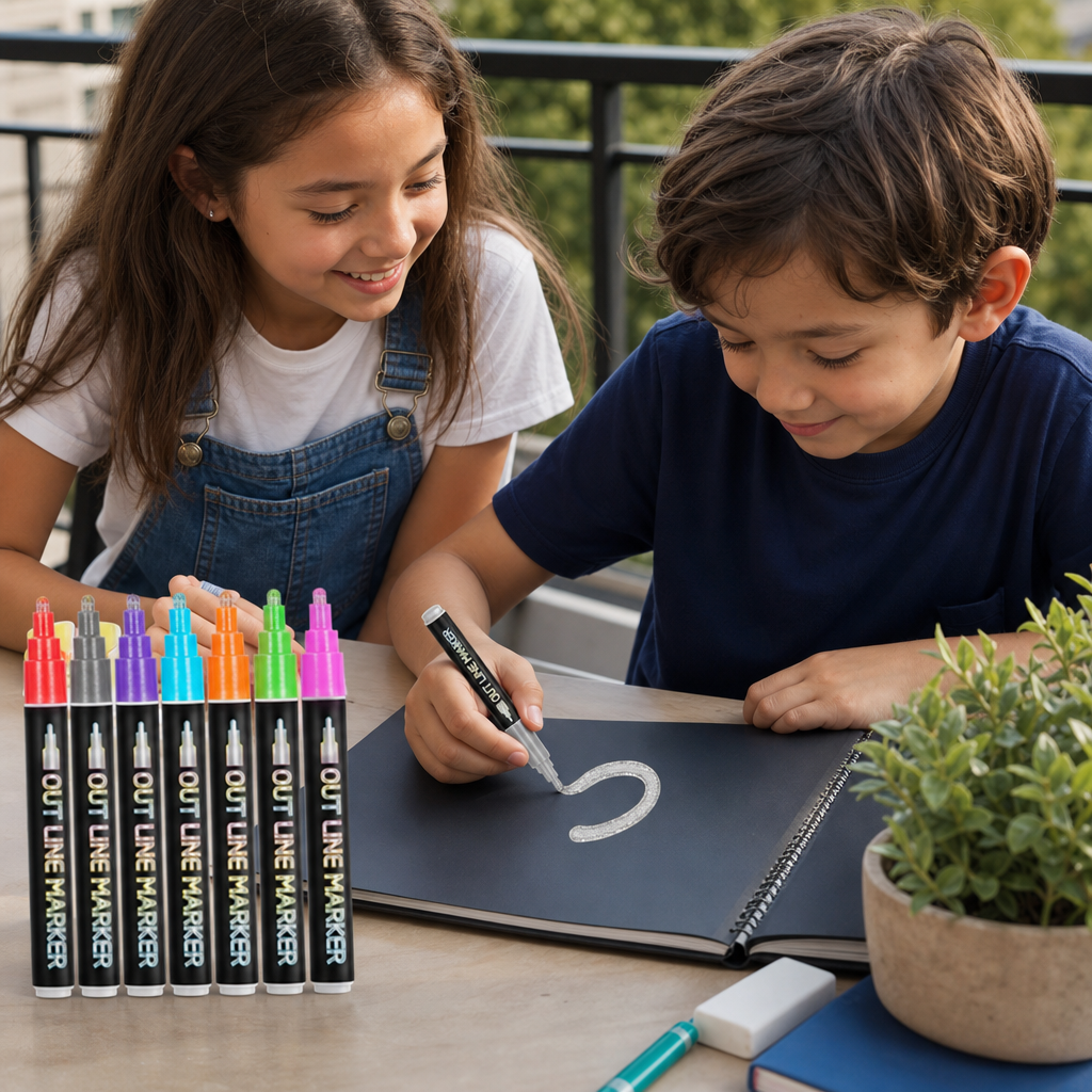 Outline Shimmer & Metallic Glitter Marker Set
