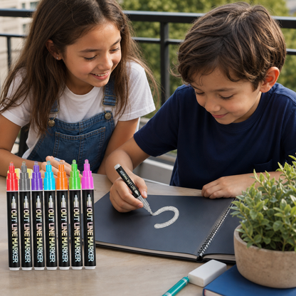 Outline Shimmer & Metallic Glitter Marker Set