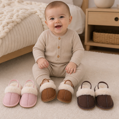 Fluffy Baby & Toddler Slippers with Soft Plush Lining and Non-Slip Soles