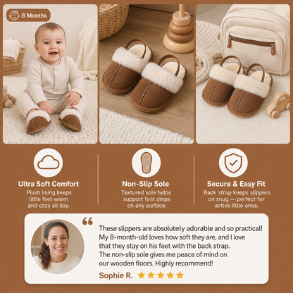 Fluffy Baby & Toddler Slippers with Soft Plush Lining and Non-Slip Soles