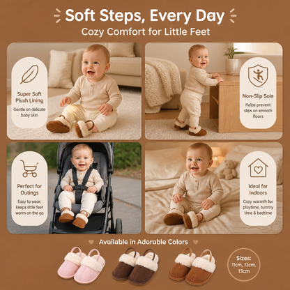 Fluffy Baby & Toddler Slippers with Soft Plush Lining and Non-Slip Soles
