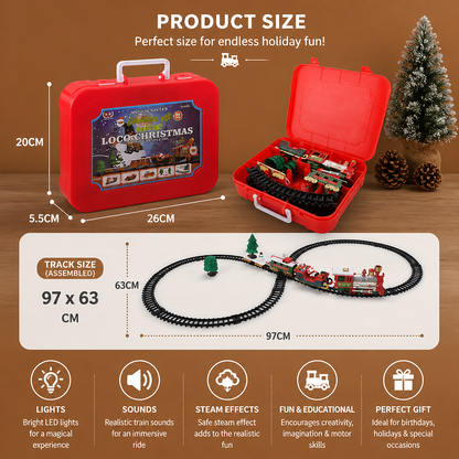 Kids’ Electric Train Set with Lights, Sounds & Steam Effects