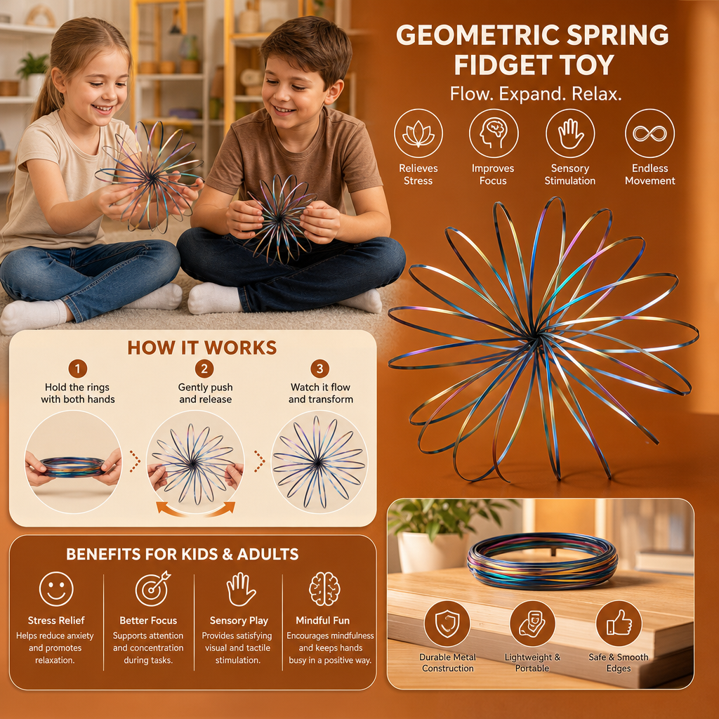 Geometric Spring Fidget Toy – Sensory Stress Relief Sculpture