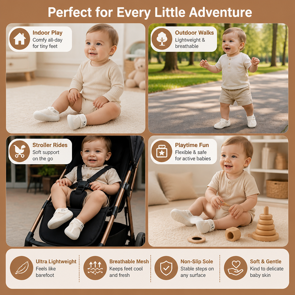 Comfortable Baby Shoes with Soft, Non-Slip Soles