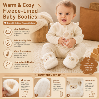 Warm & Cozy Fleece-Lined Baby Booties with Soft Non-Slip Soles