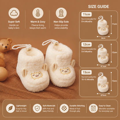 Warm & Cozy Fleece-Lined Baby Booties with Soft Non-Slip Soles