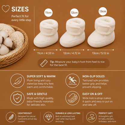 Warm & Cozy Plush Baby Booties with Soft, Non-Slip Soles