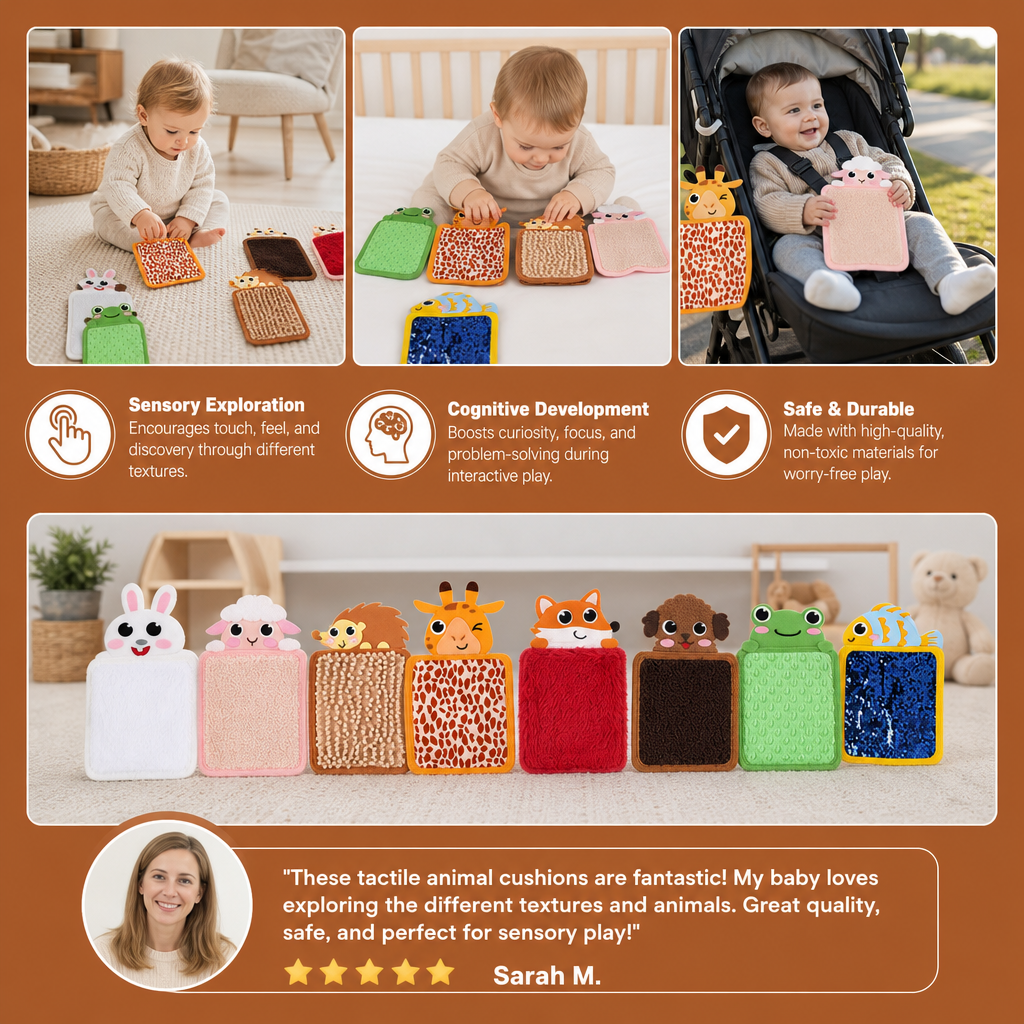 Tactile Animal Cushions (Set of 8)