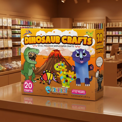 Kids Paper Crafts Box – 20 Easy DIY Arts & Crafts Projects for Ages 3–10 with Glue Stick, Tape & Envelopes