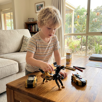 2-in-1 Magnetic Transforming Car & Dinosaur Toy with Automatic Collision Action