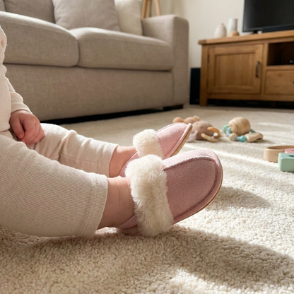 Fluffy Baby & Toddler Slippers with Soft Plush Lining and Non-Slip Soles