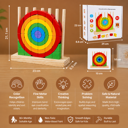 Montessori Wooden Rainbow Stacking & Matching Puzzle