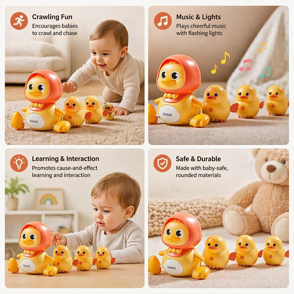 Musical Duck Family Crawling & Learning Toy for Babies