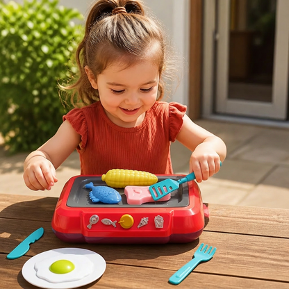 Kids BBQ Grill Playset with Play Food & Accessories
