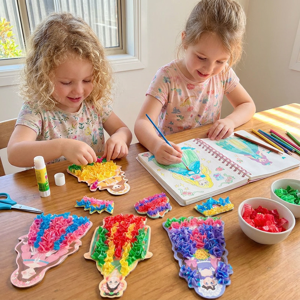 Kids Craft and Coloring Book with Princess Dress Templates