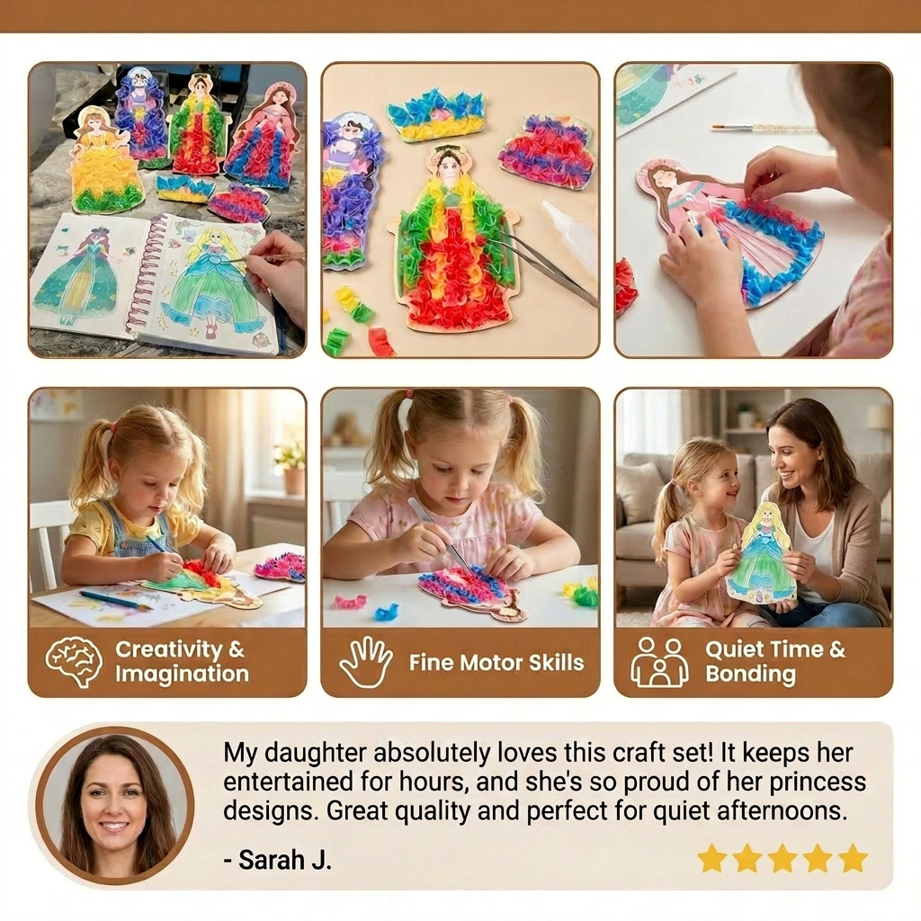 Kids Craft and Coloring Book with Princess Dress Templates