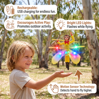 Interactive Flying Monkey Toy with Motion Sensor & LED Lights