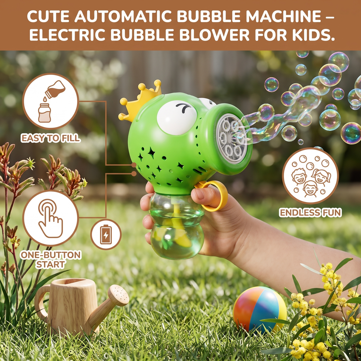 Cute Automatic Bubble Machine – Electric Bubble Blower for Kids