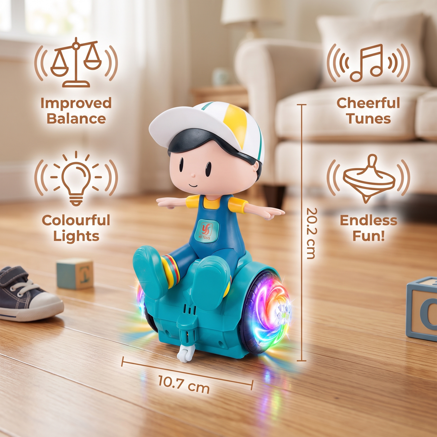 Interactive 360° Dancing Balance Toy with Lights & Music