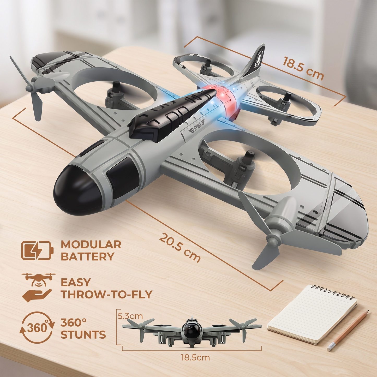 2-in-1 Remote Control Fighter Jet & Drone Toy